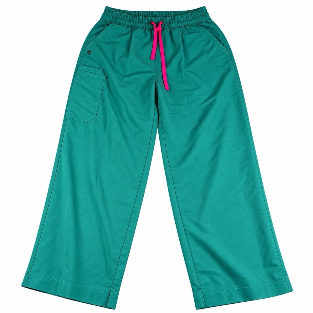FIGS SHELBY NURSE ULTRA HIGH RISE WIDE LEG SCRUB PANTs Large Pet Surgical Green